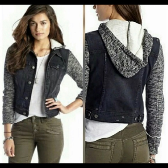 Free People Denim Distressed Jean Jacket-Black XS